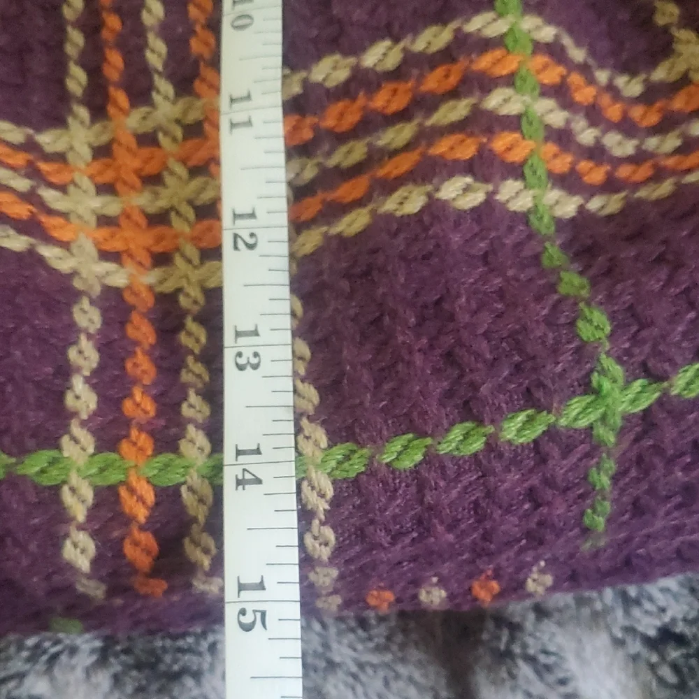 Oversized Plaid Hobo Bag Purple with Orange and Green Trim